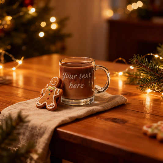 Glass Coffee Mug with Permanent Laser Engraving