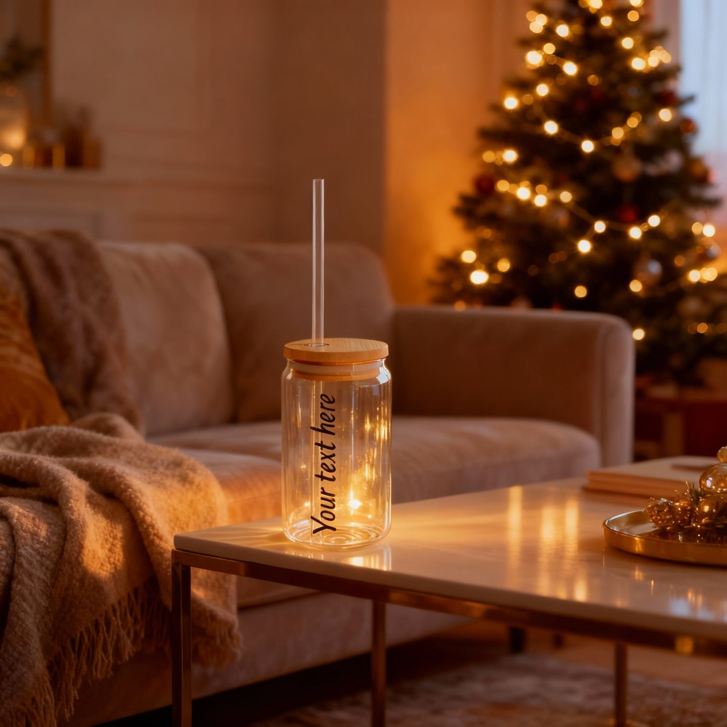 Hand-blown 16oz Glass Sipper with Personalized Text