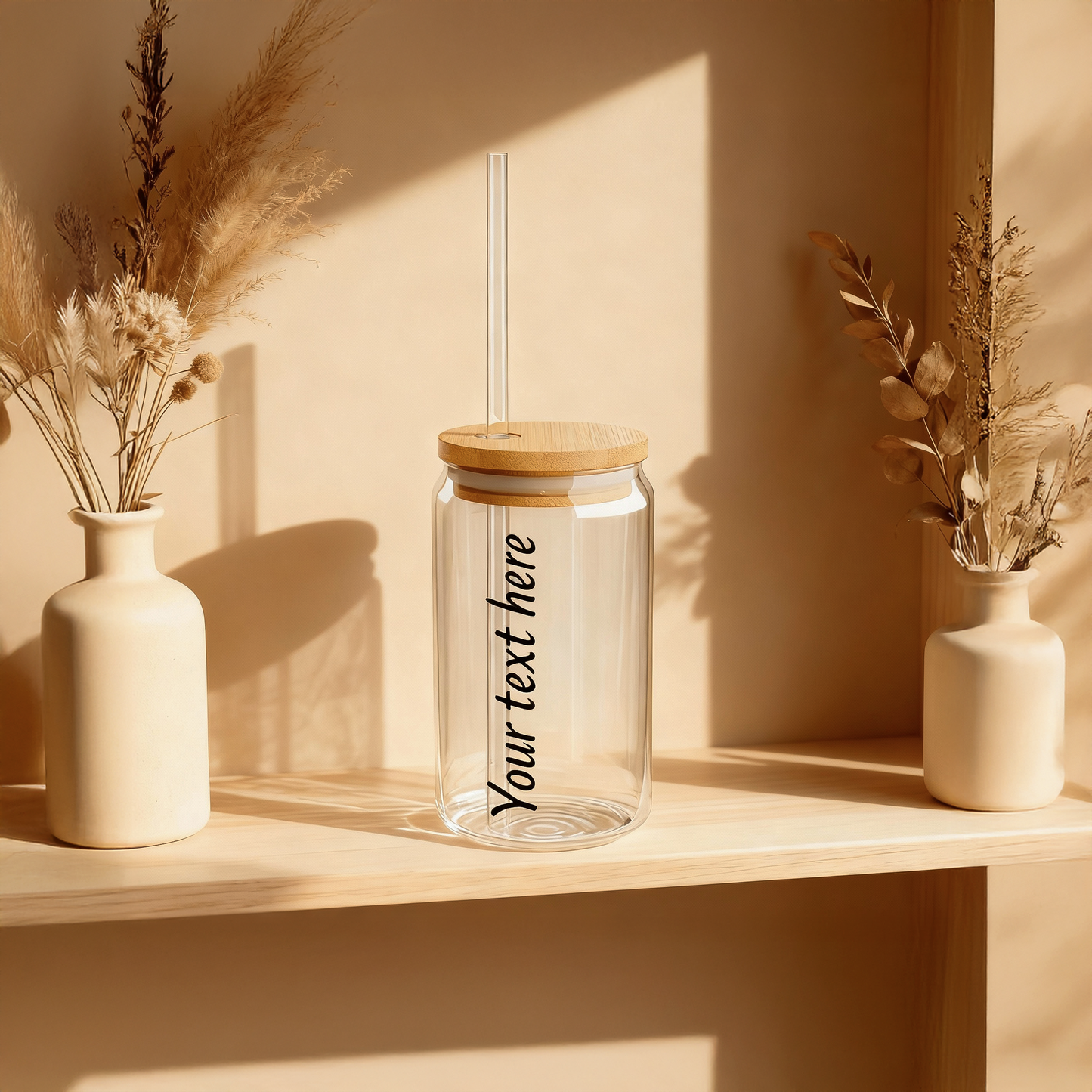 Hand-blown 16oz Glass Sipper with Personalized Text