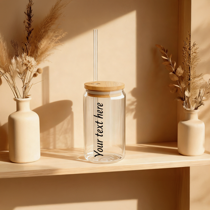 Hand-blown 16oz Glass Sipper with Personalized Text